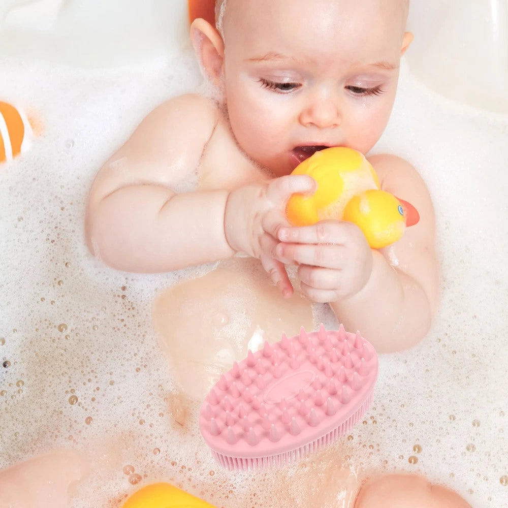 3 Pack Silicone Bath Brush Child Shampoo for Baby Shower Scrubber