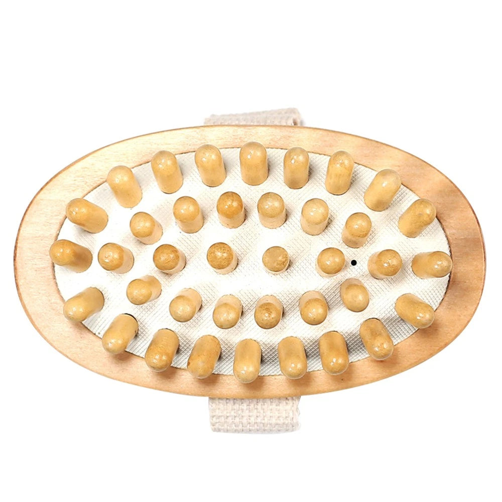 1PC Wooden Massage Brush Head No Handle Body Bath Massage Brush (Wood Color)