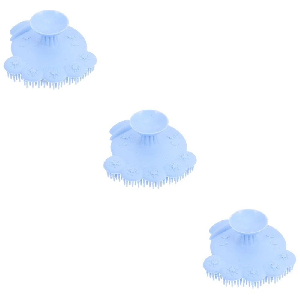 3 Pack Silicone Shampoo Massage Scrubber Bath Brushes