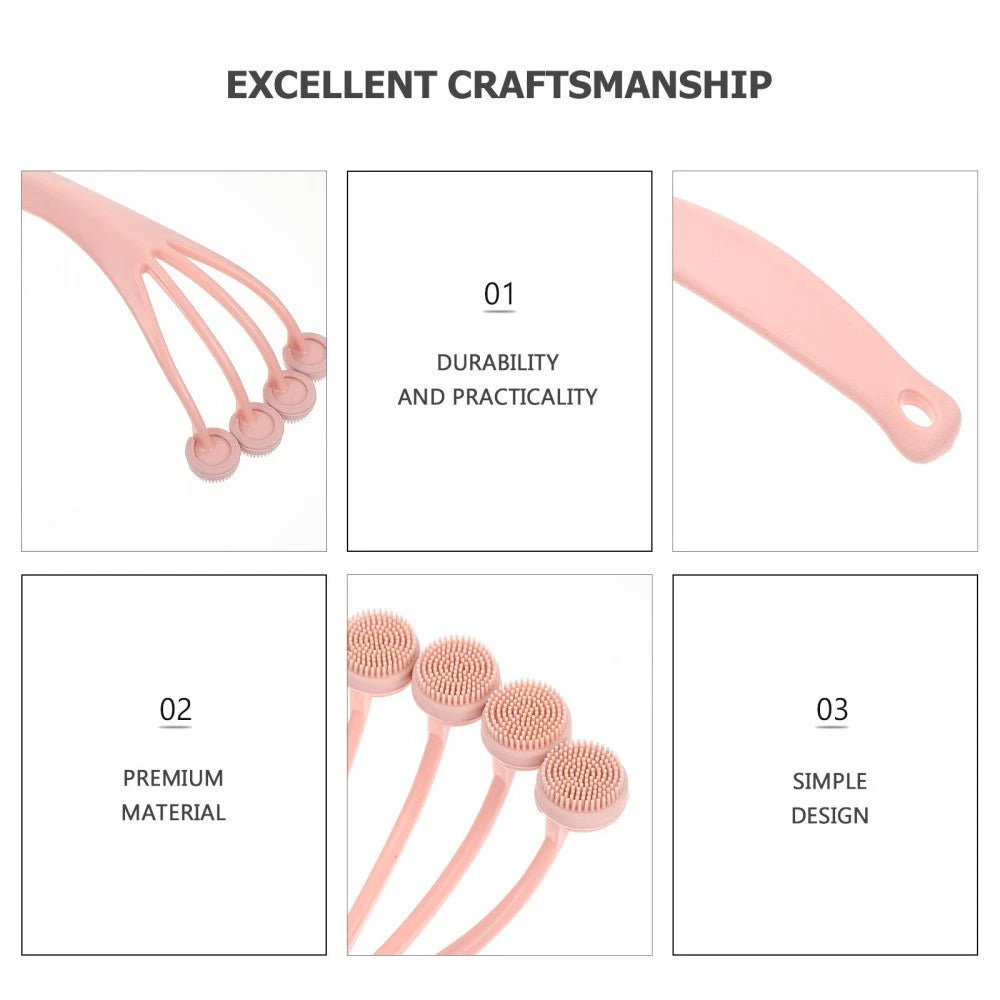 2 Pieces Exfoliating Bath Brush Back for Shower Scrubber with Long Handle