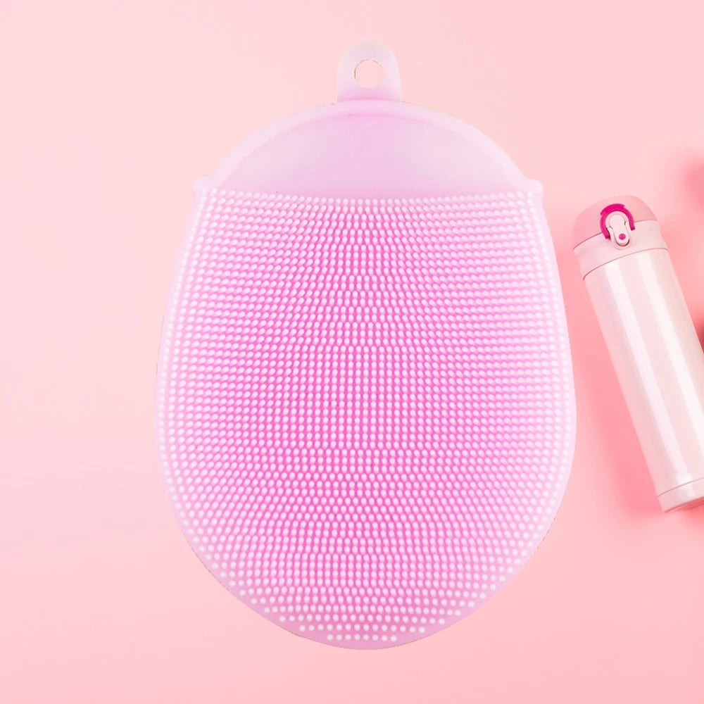 2pcs Silicone Bathing Brush Anti- Shower Scrubber Facial Cleansing Pads (Pink)
