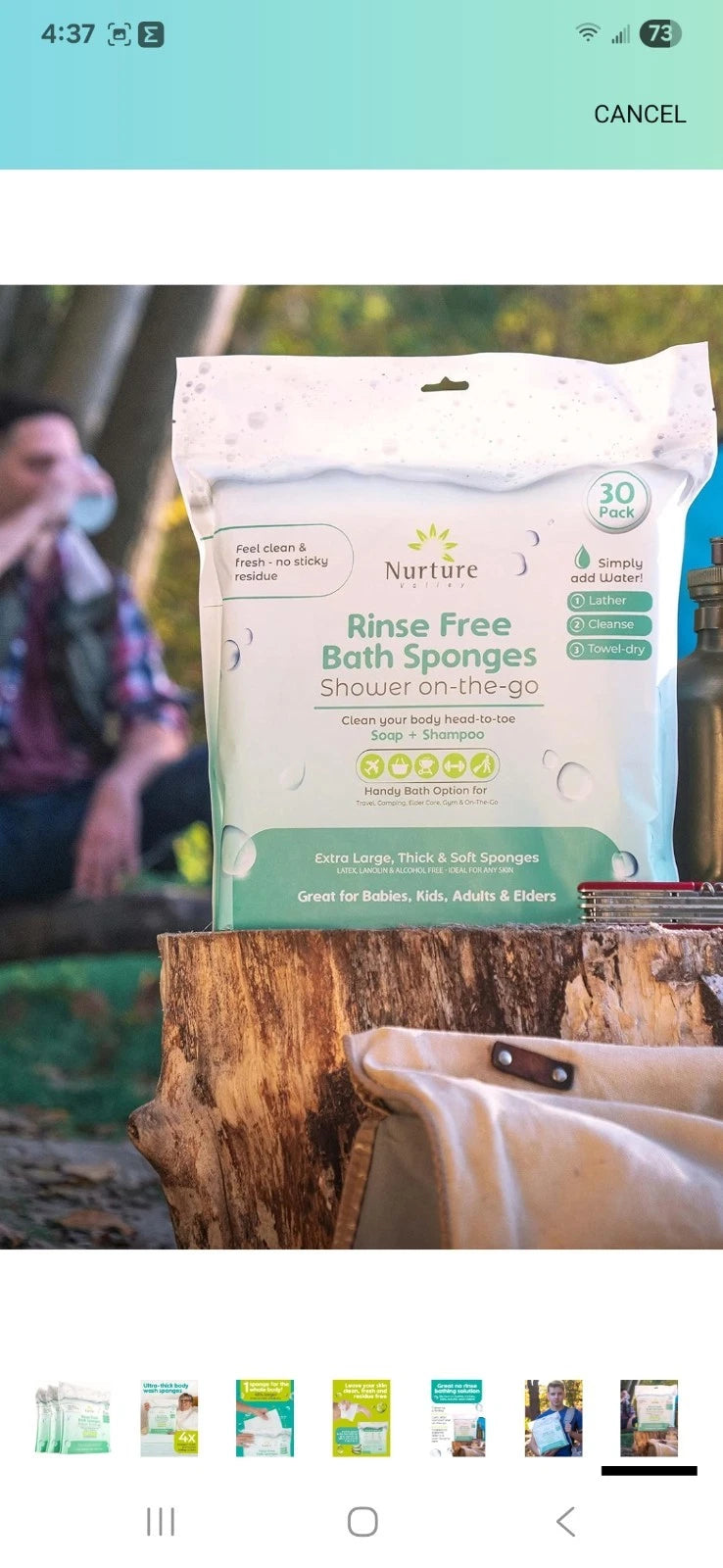 Nurture Valley Disposable Sponge Bath Wipes for Adults & Seniors