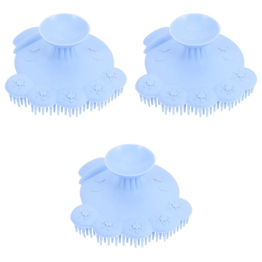 3 Pack Silicone Shampoo Massage Scrubber Bath Brushes