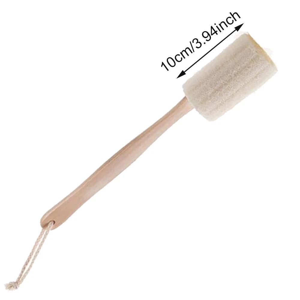 2PCS Wooden Natural Sponge Loofah Back Scrubber Brush Bath