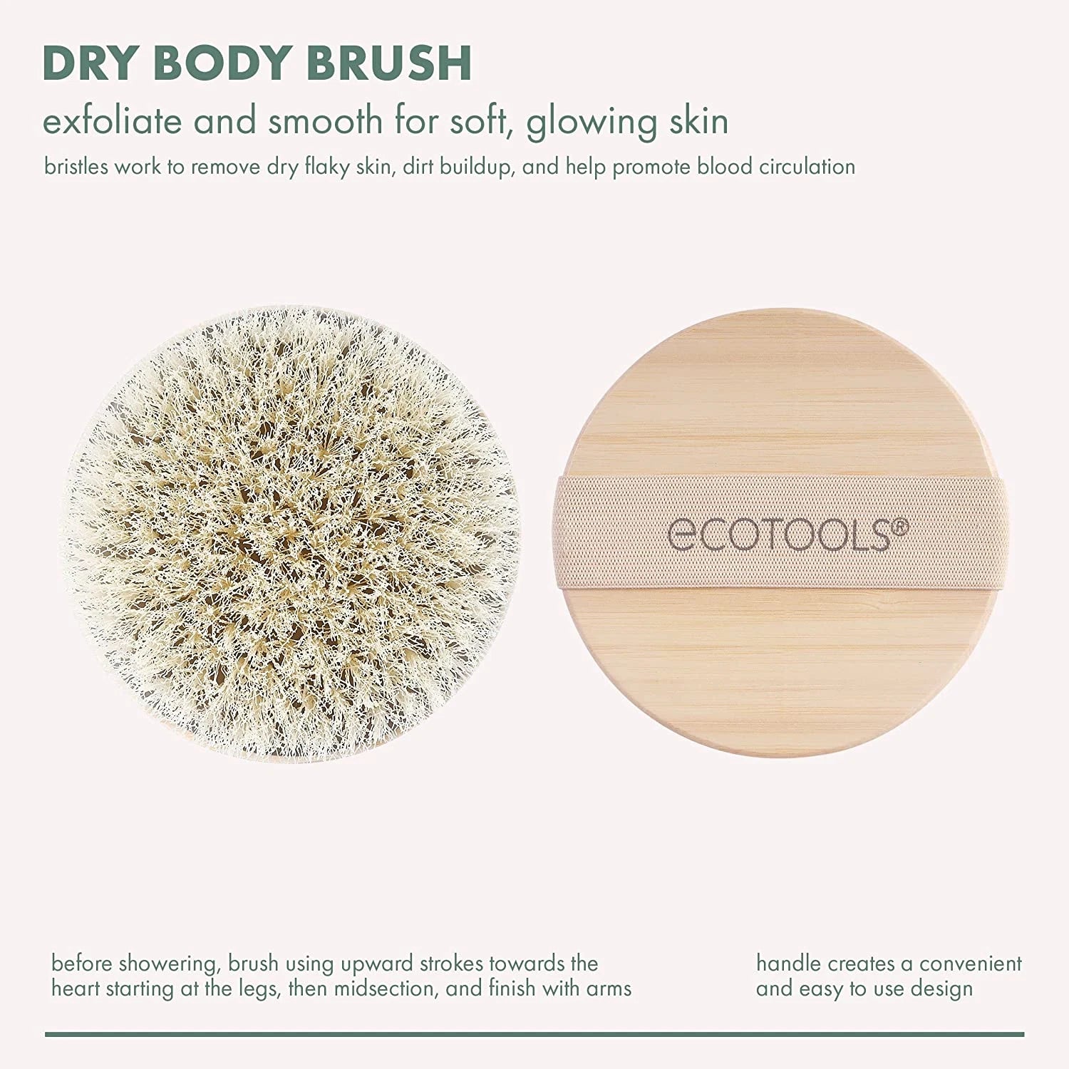 Dry Body Brush, Exfoliating Bristles, Eco-Friendly Skincare Tool, 1 Count