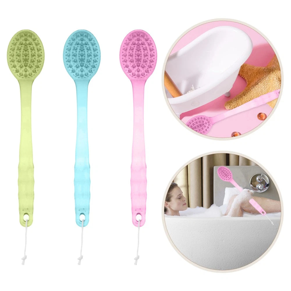 3pcs Long Handle Bath Scrubber Back Brush Massage Brush Bath Brush