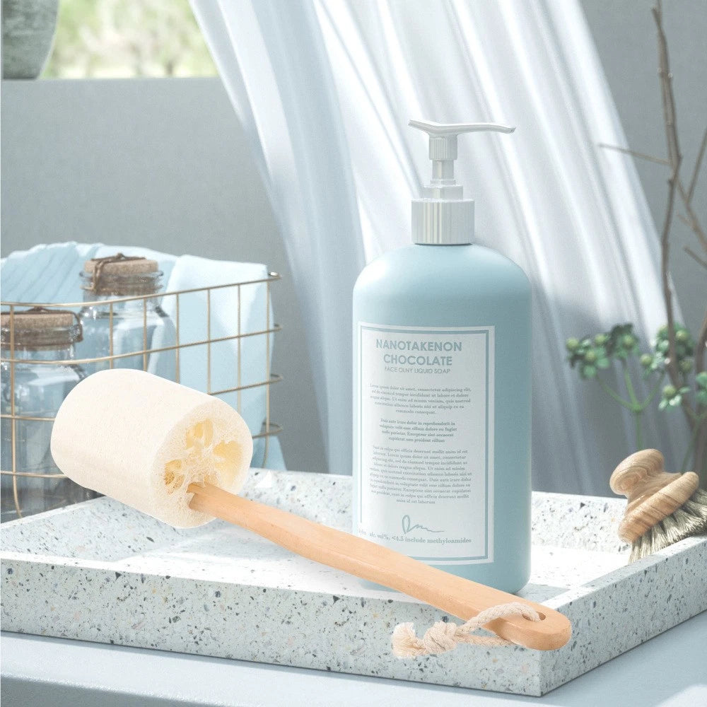 Loofah Shower Brush Exfoliating Bath Stick Body Exfoliator Cleaning