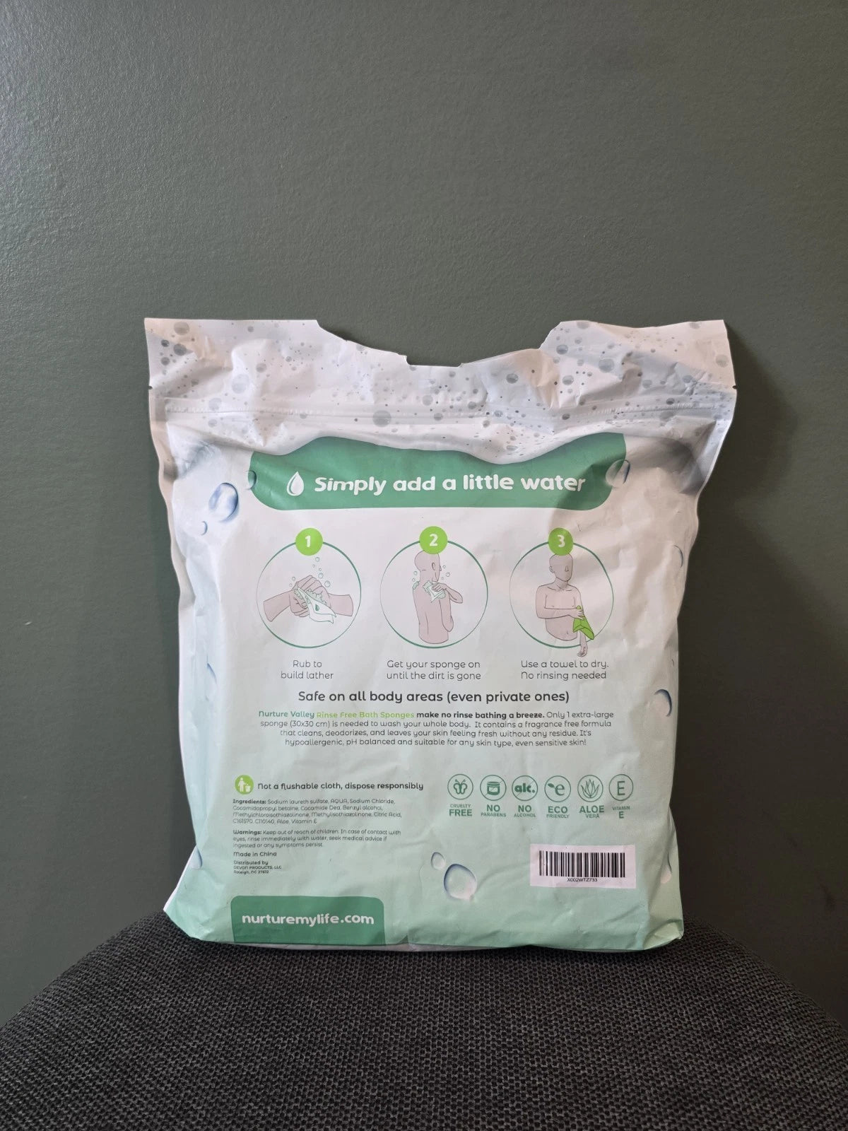 Nurture Valley Disposable Sponge Bath Wipes for Adults & Seniors