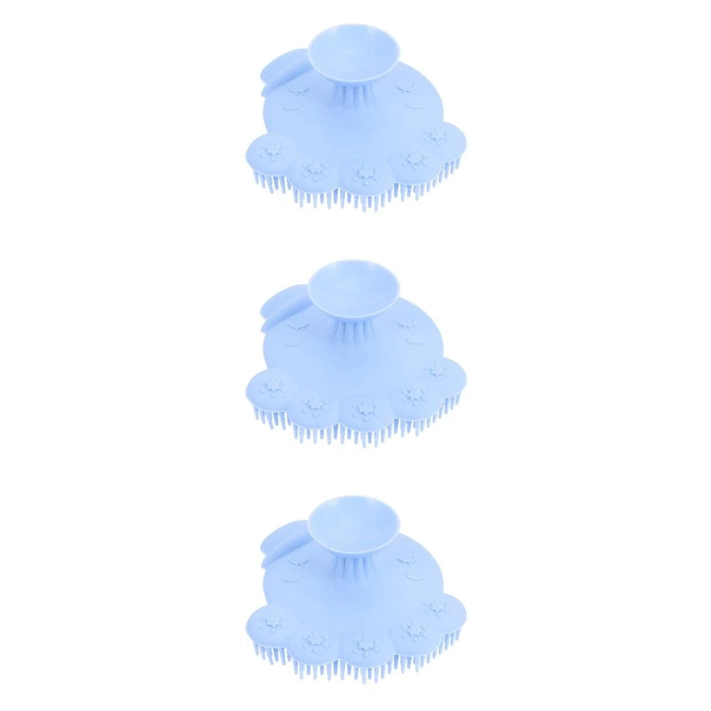 3 Pack Silicone Shampoo Massage Scrubber Bath Brushes