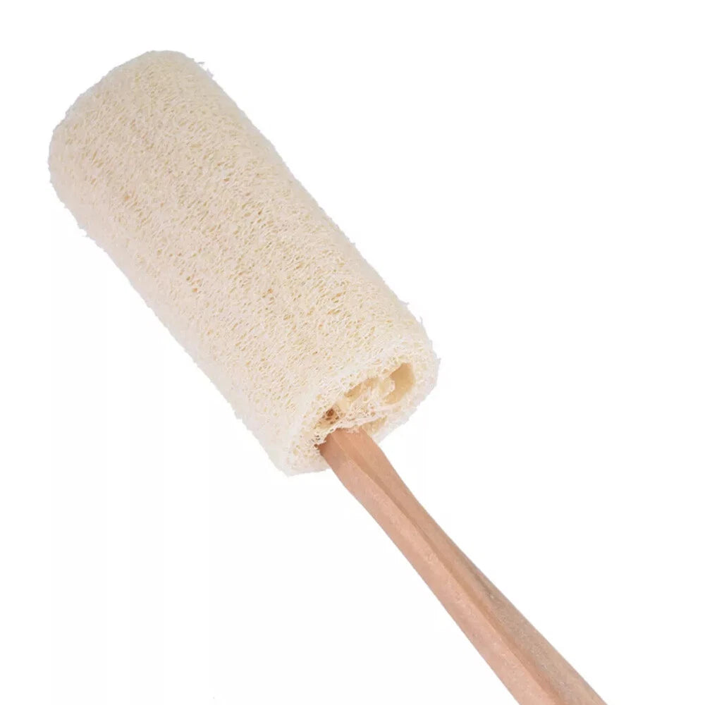 2PCS Wooden Natural Sponge Loofah Back Scrubber Brush Bath