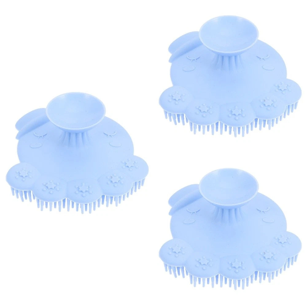 3 Pack Silicone Shampoo Massage Scrubber Bath Brushes