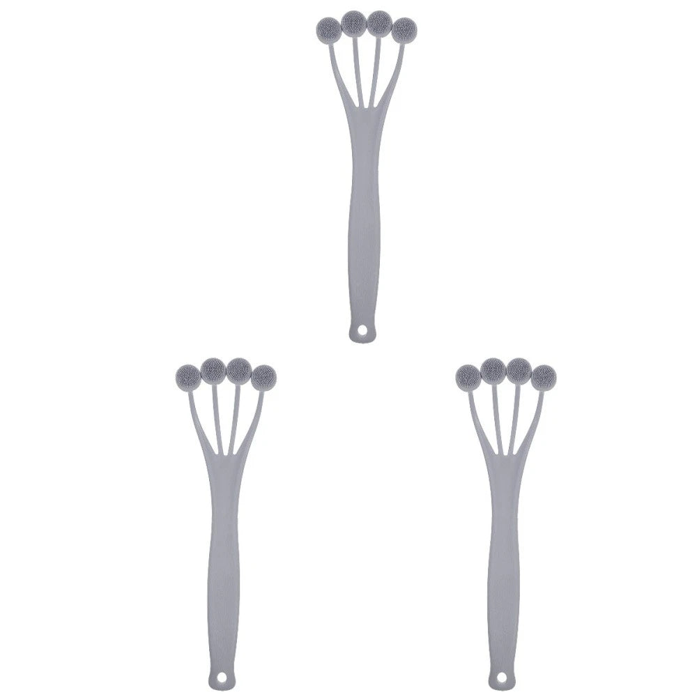 3 PCS Exfoliating Bath Brush Scrubbing with Handle Back for Shower