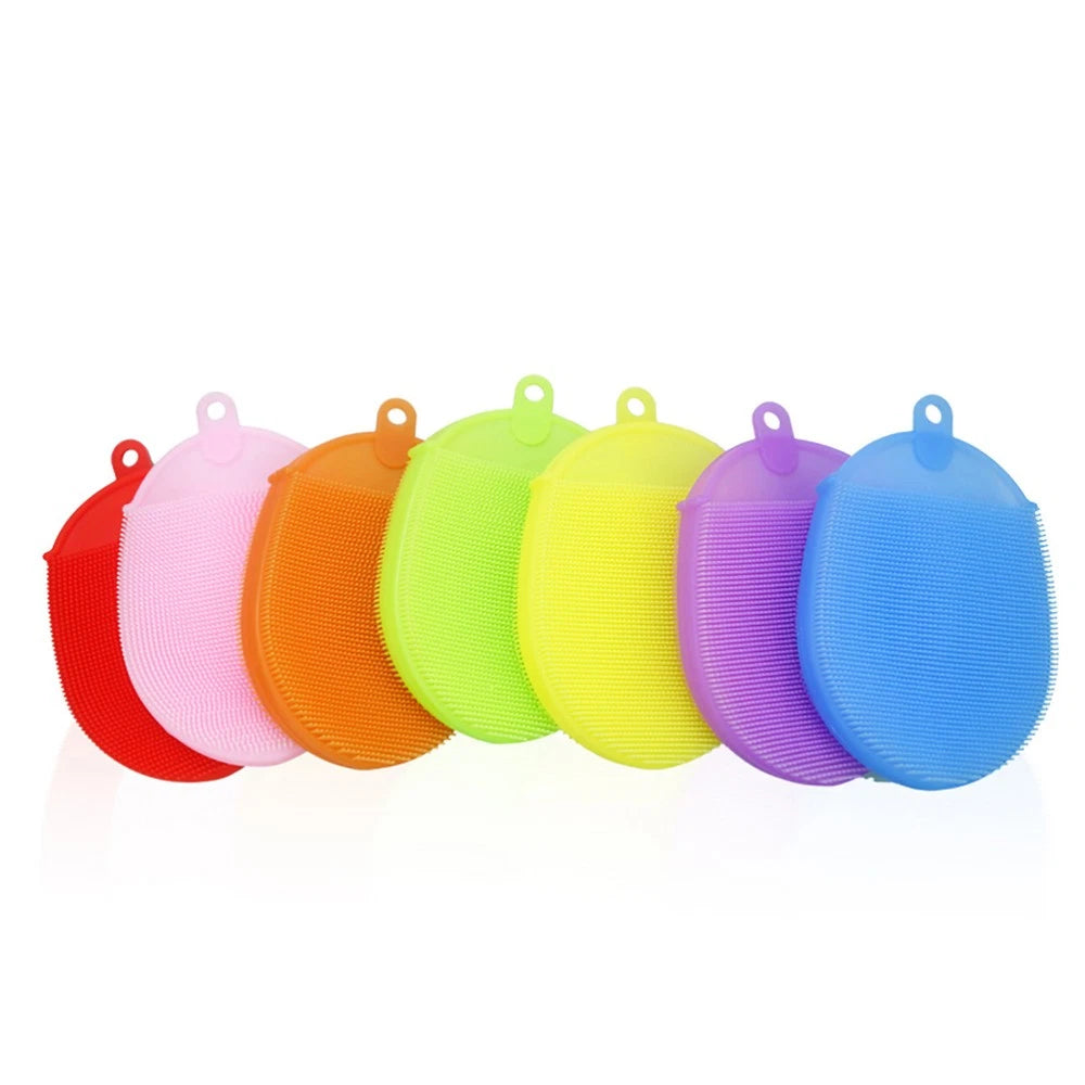2pcs Silicone Bathing Brush Anti- Shower Scrubber Facial Cleansing Pads (Pink)