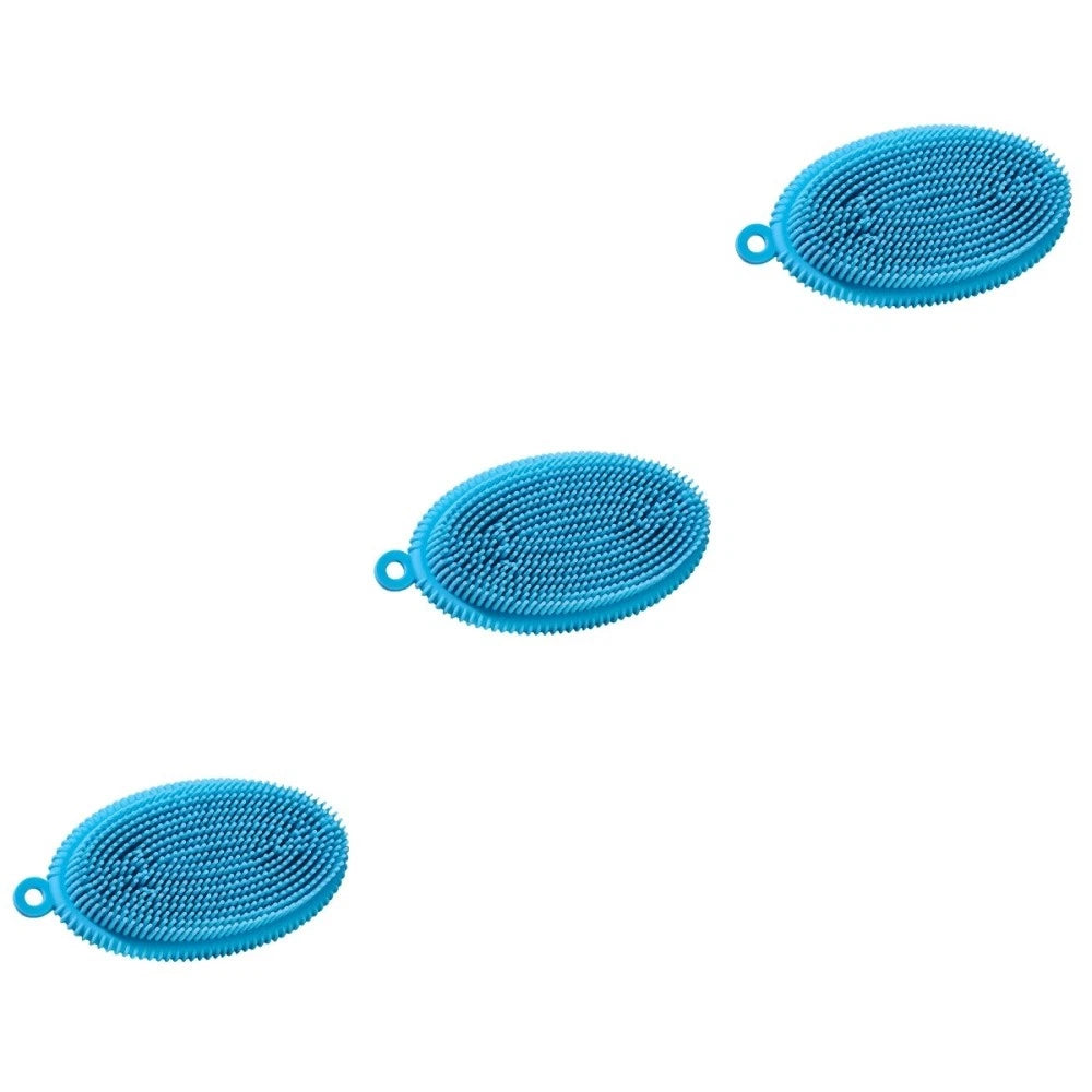 3 Pcs Bath Brush Child Newborn Hair Washing Body Silicone Scrubber