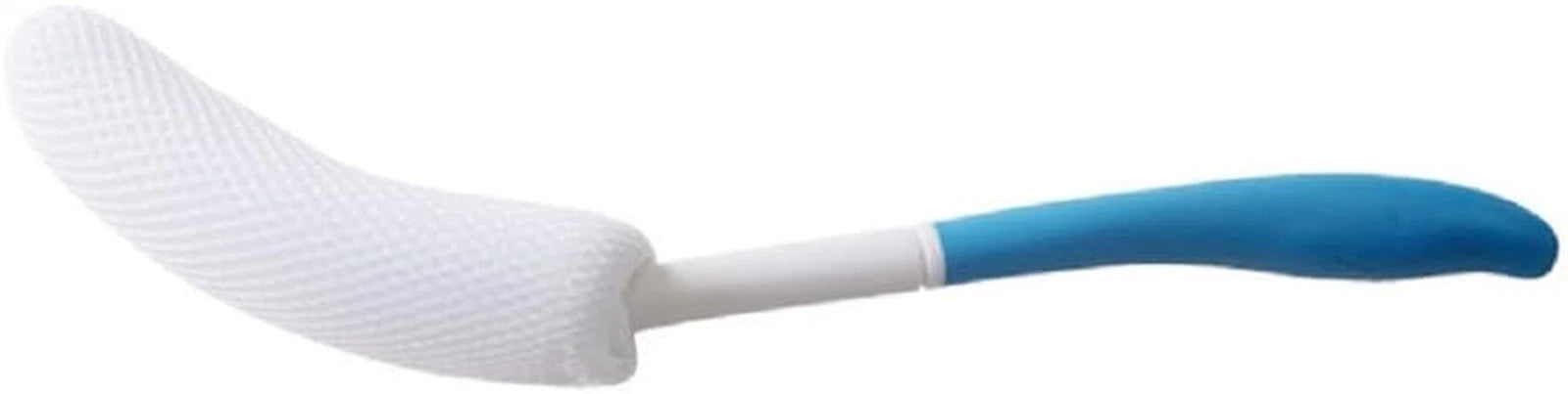 Body Back Bath Brush Curve Long Handle Mesh Bag Sponge, White, Blue