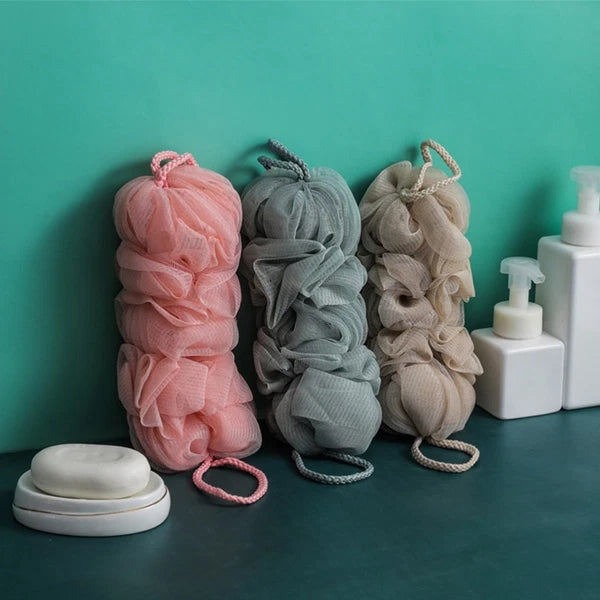 3 Pcs Long Bath Ball Man Back Washer for Shower Body Exfoliator Brush
