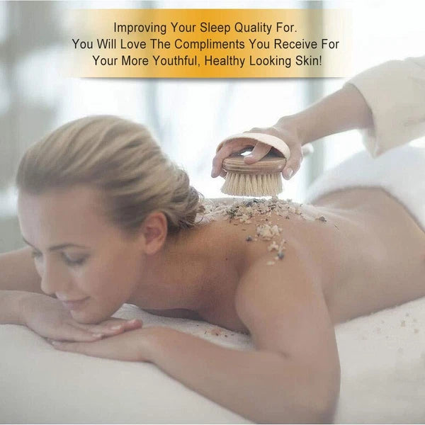 Bath Body Brush Back Scrubber with Boar Bristles and Long Bamboo Handle