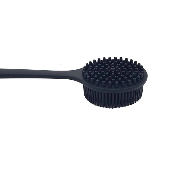 ✅ NEW- Silicone Back Scrubber for Shower Body Brush w/ Long Handle Black