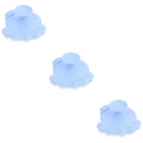 3 Pack Silicone Shampoo Massage Scrubber Bath Brushes