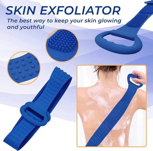 Silicone Bath Body Brush - Extra Long Shower Exfoliating Body Scrubber f