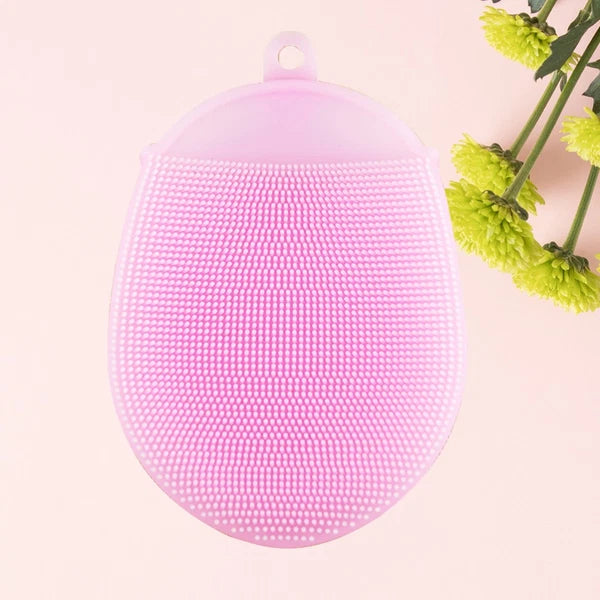 2pcs Silicone Bathing Brush Anti- Shower Scrubber Facial Cleansing Pads (Pink)
