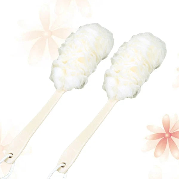 2 Pcs Rub The Back Bath Flowers Bathroom Scrubber Body Brush with Handle