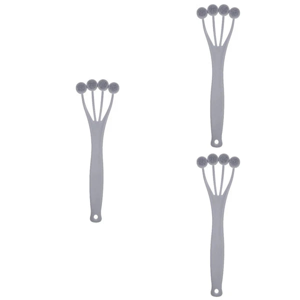 3 PCS Exfoliating Bath Brush Scrubbing with Handle Back for Shower