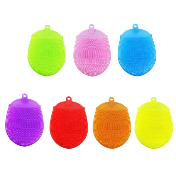 2pcs Silicone Bathing Brush Anti- Shower Scrubber Facial Cleansing Pads (Pink)