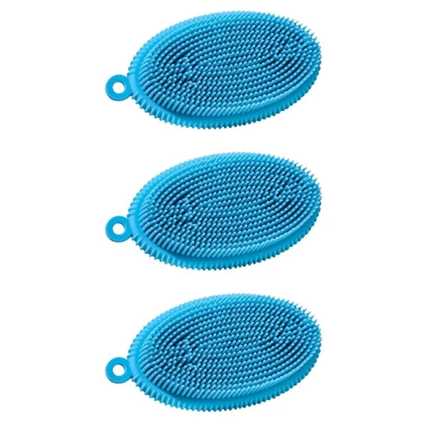 3 Pcs Bath Brush Child Newborn Hair Washing Body Silicone Scrubber