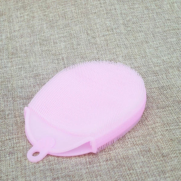 2pcs Silicone Bathing Brush Anti- Shower Scrubber Facial Cleansing Pads (Pink)