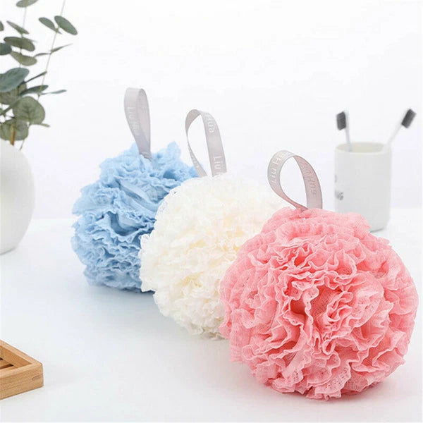 Soft Scrubber Sponge Flower Exfoliating Body Brush Puff Bath Shower Mesh Ball AU