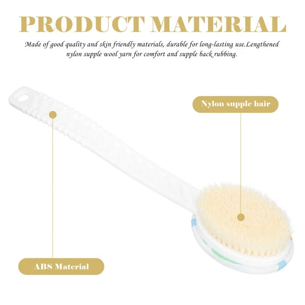 Double-head Shower Brush Bath Scrubber for Body Long Handle Man Cleaning