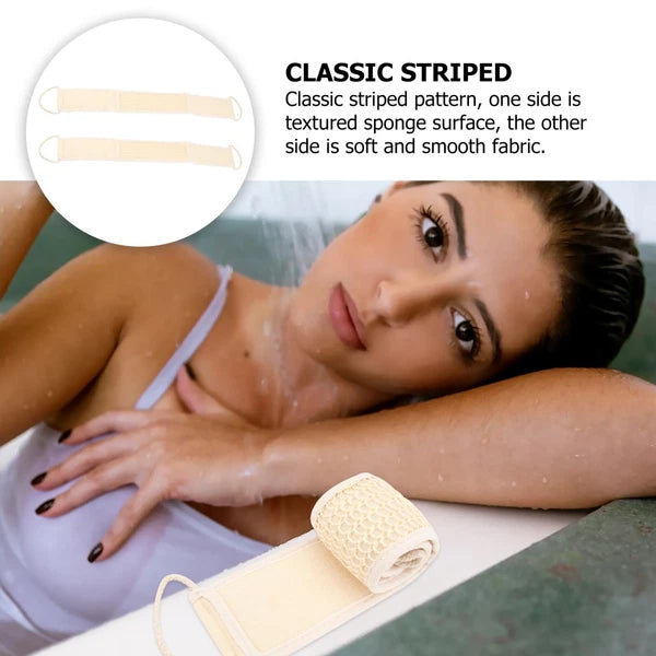 2 Pcs Long Fabric Back Strap Bath Scrubber Shower Exfoliating Skin Brush