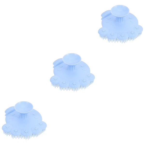 3 Pack Silicone Shampoo Massage Scrubber Bath Brushes