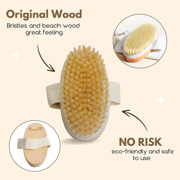 Velvet Touch Beach Wood Body Scrubber Brush | Oval Shaped