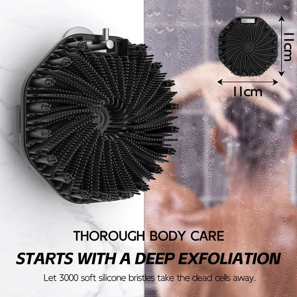 Silicone Body Scrubber Black - Exfoliating Shower Brush for Gentle Massage