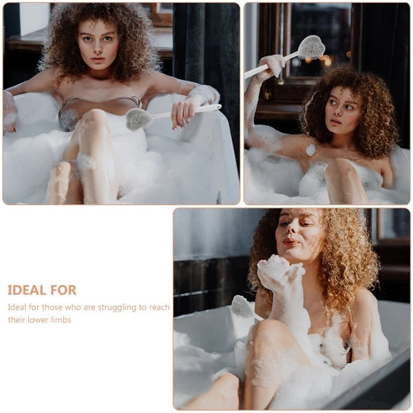 Heart-shaped Bath Brush Shower Exfoliator Scrubber Long Handle Bathing