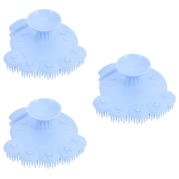 3 Pack Silicone Shampoo Massage Scrubber Bath Brushes