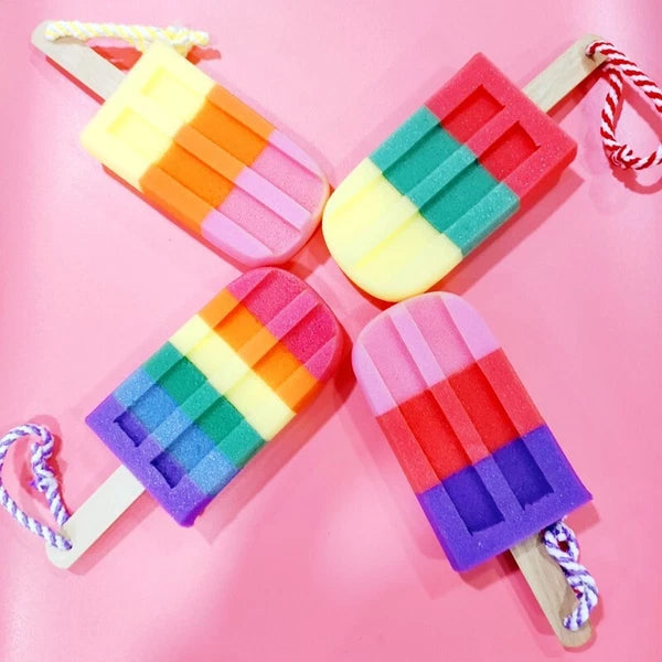 Popsicle Cute Shower Sponges Soft Bathing Scrub forKids Rainbow Baby Bath Sponge