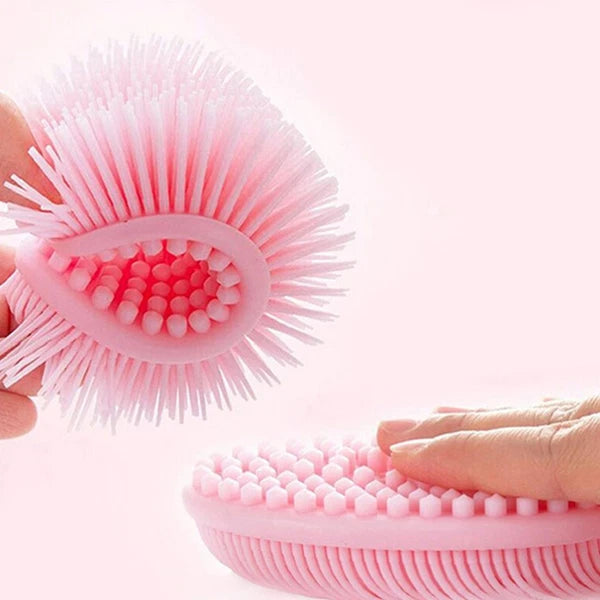 2 Pcs Massage Shampoo Brush Elder Bathing Scrubber Silicone Shower