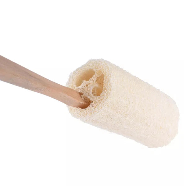 2PCS Wooden Natural Sponge Loofah Back Scrubber Brush Bath