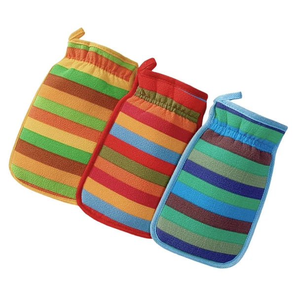 3 Pcs Bath Towel Gloves Massage Cleaning Brush Scrubber for Body