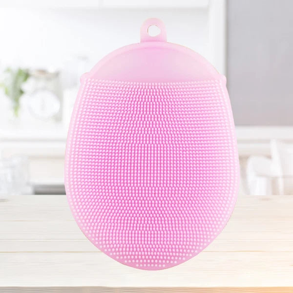 2pcs Silicone Bathing Brush Anti- Shower Scrubber Facial Cleansing Pads (Pink)
