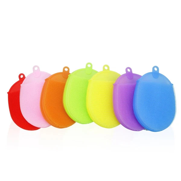 2pcs Silicone Bathing Brush Anti- Shower Scrubber Facial Cleansing Pads (Pink)