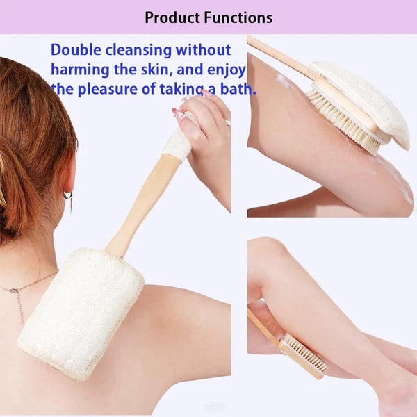 Shower Body Brush with Bristles and LoofahBack Scrubber for Shower for Bath o...
