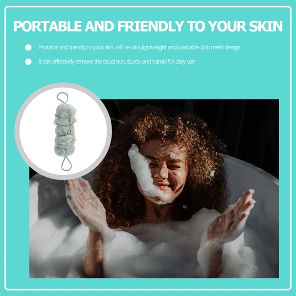 3 Pcs Long Bath Ball Man Back Washer for Shower Body Exfoliator Brush
