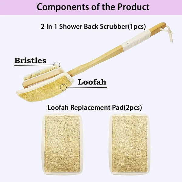 Shower Body Brush with Bristles and LoofahBack Scrubber for Shower for Bath o...