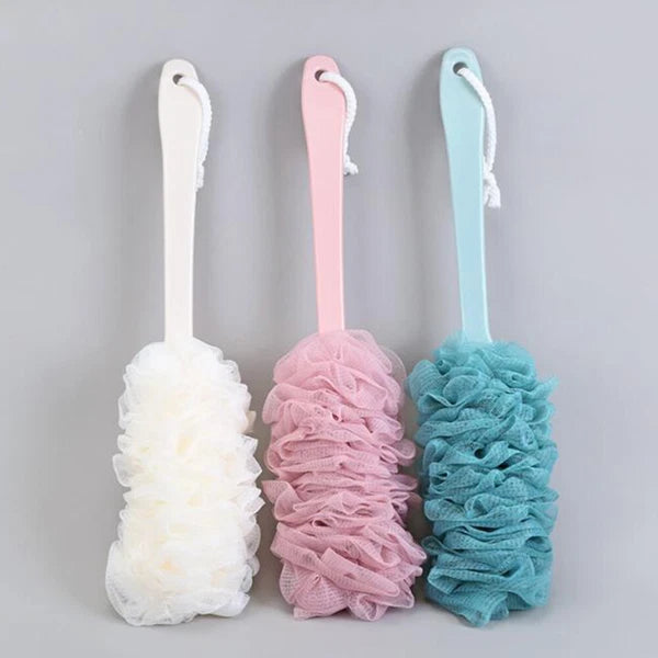 Bath Sponge Back Cleaner Brush and Towel Shower Scrubber Long Handle