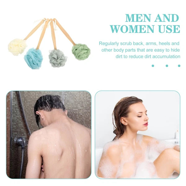 4 Pcs Bath Brush Rubs Back Ball Miss Body for Shower Long-handled Loofah