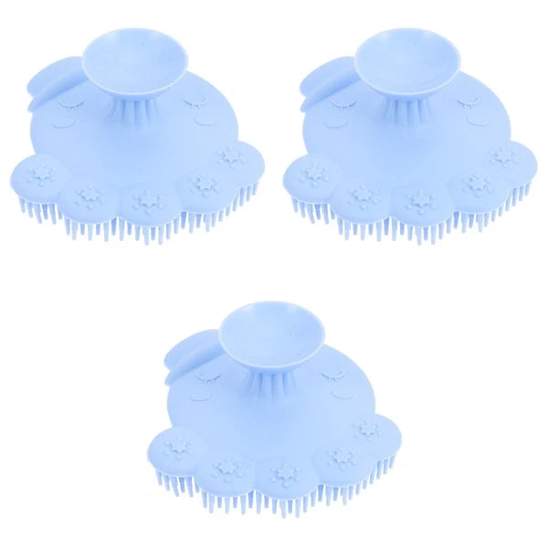 3 Pack Silicone Shampoo Massage Scrubber Bath Brushes